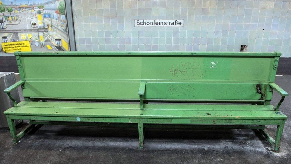 Bench at Schoenleinstrasse underground station in Berlin, file picture