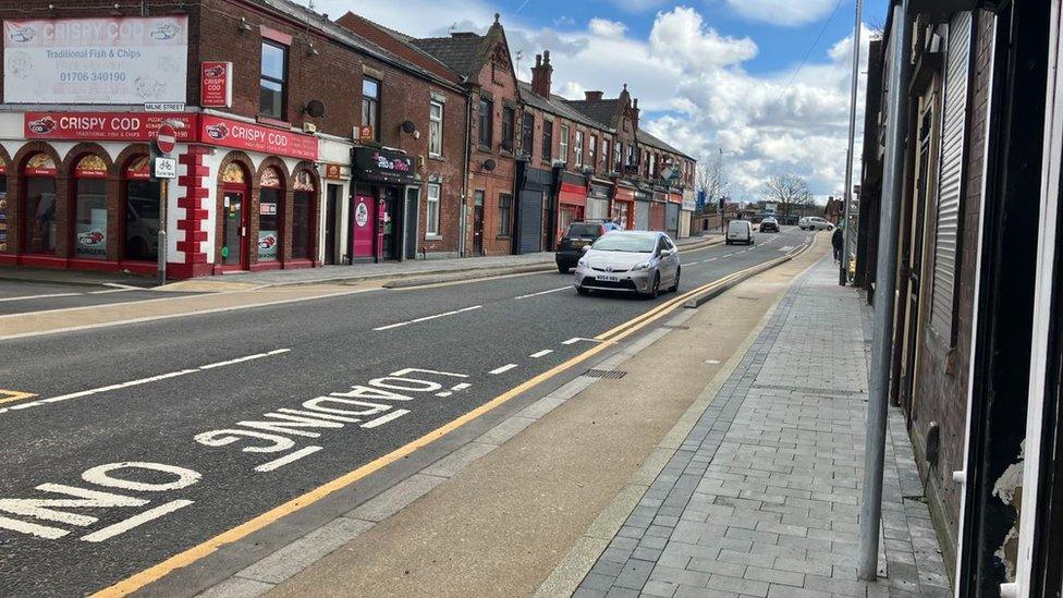 Parade of shops on Manchester Road, Castleton, Rochdale