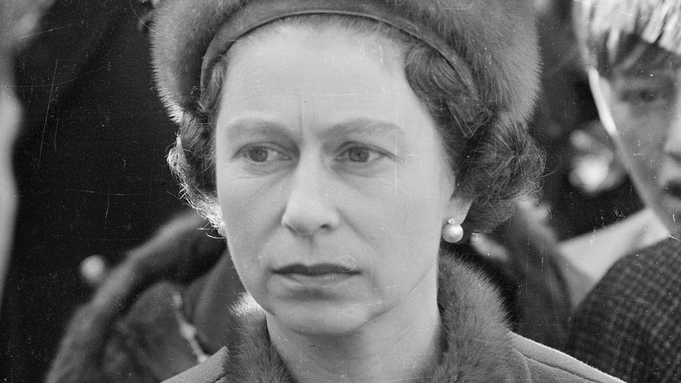 Queen during her visit to Aberfan, 1966