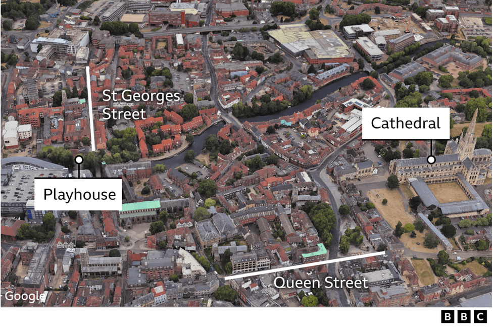 A map tracking missing Gaynor Lord's movements in Norwich