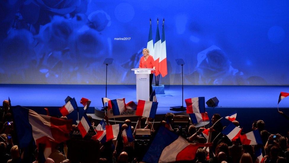 Marine Le Pen during a campaign rally in France