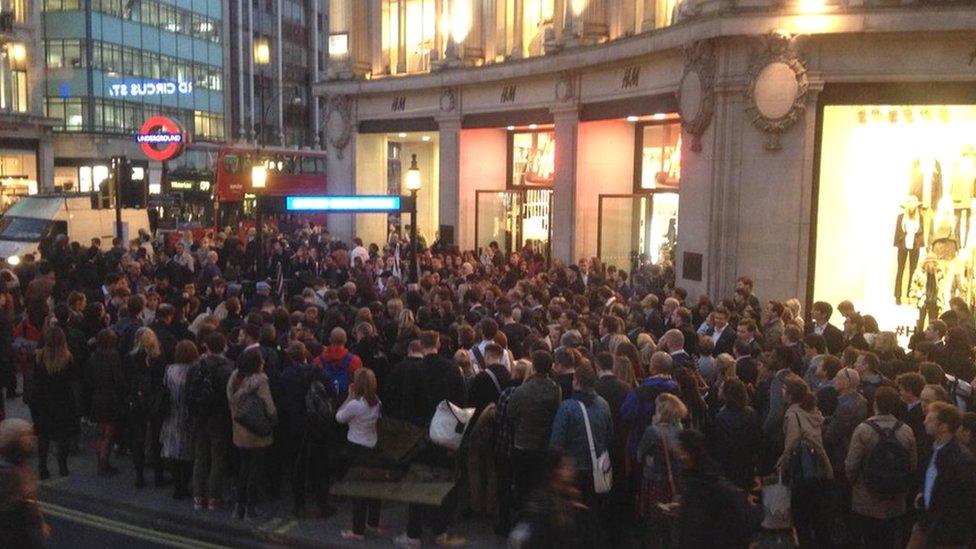 Crowds at Oxford Circus station