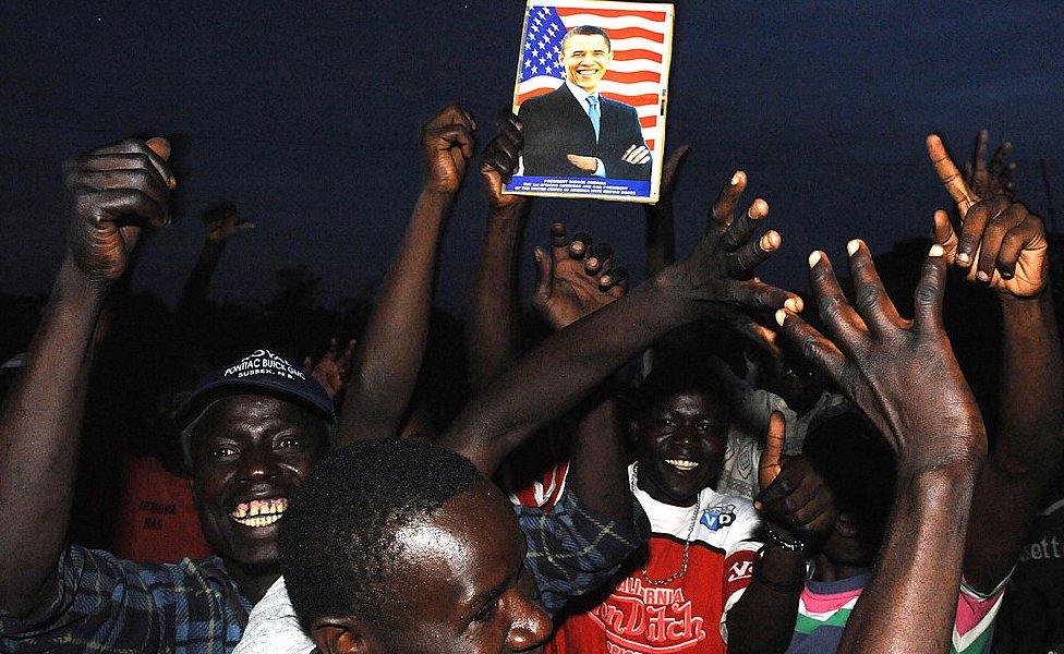 Crowd cheer Obama's 2008 victory