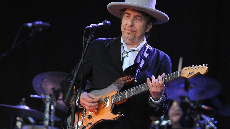 Bob Dylan performs on stage during the 21st edition of the Vieilles Charrues music festival on July 22, 2012 in Carhaix-Plouguer, western France