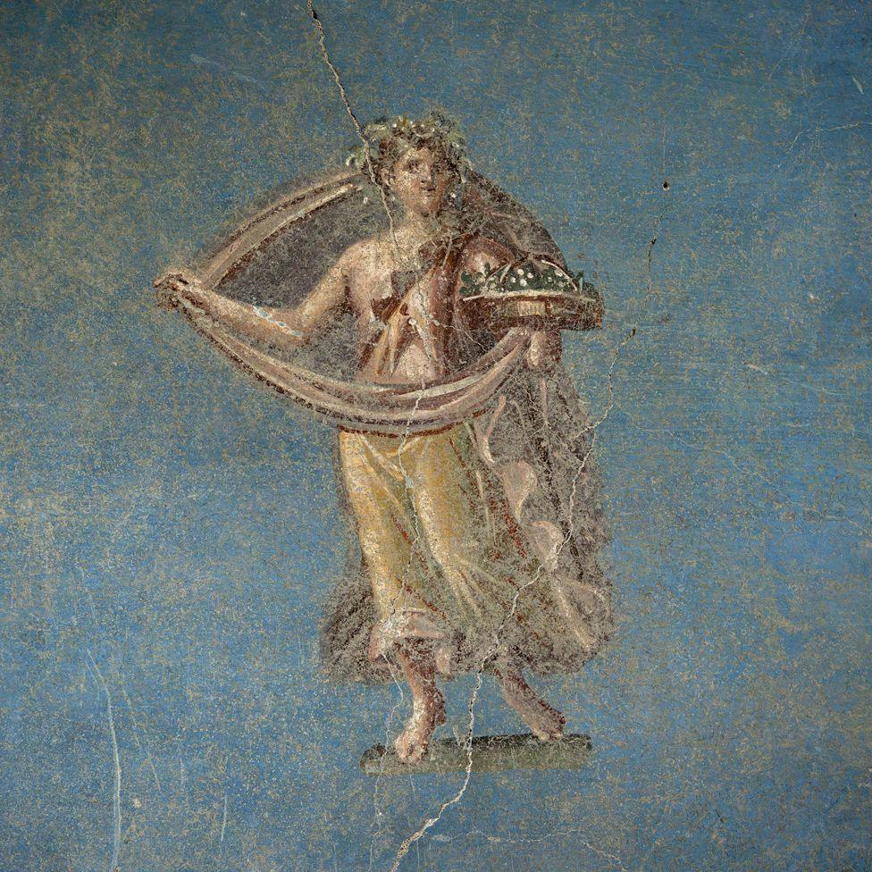 Detail of a fresco recently uncovered at Pompeii