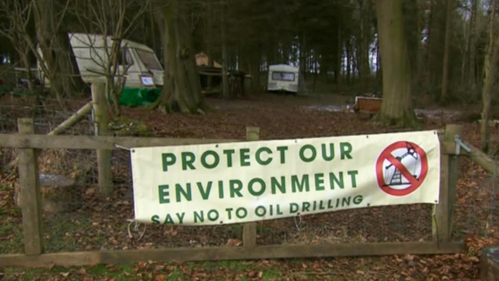 Protest sign at the site