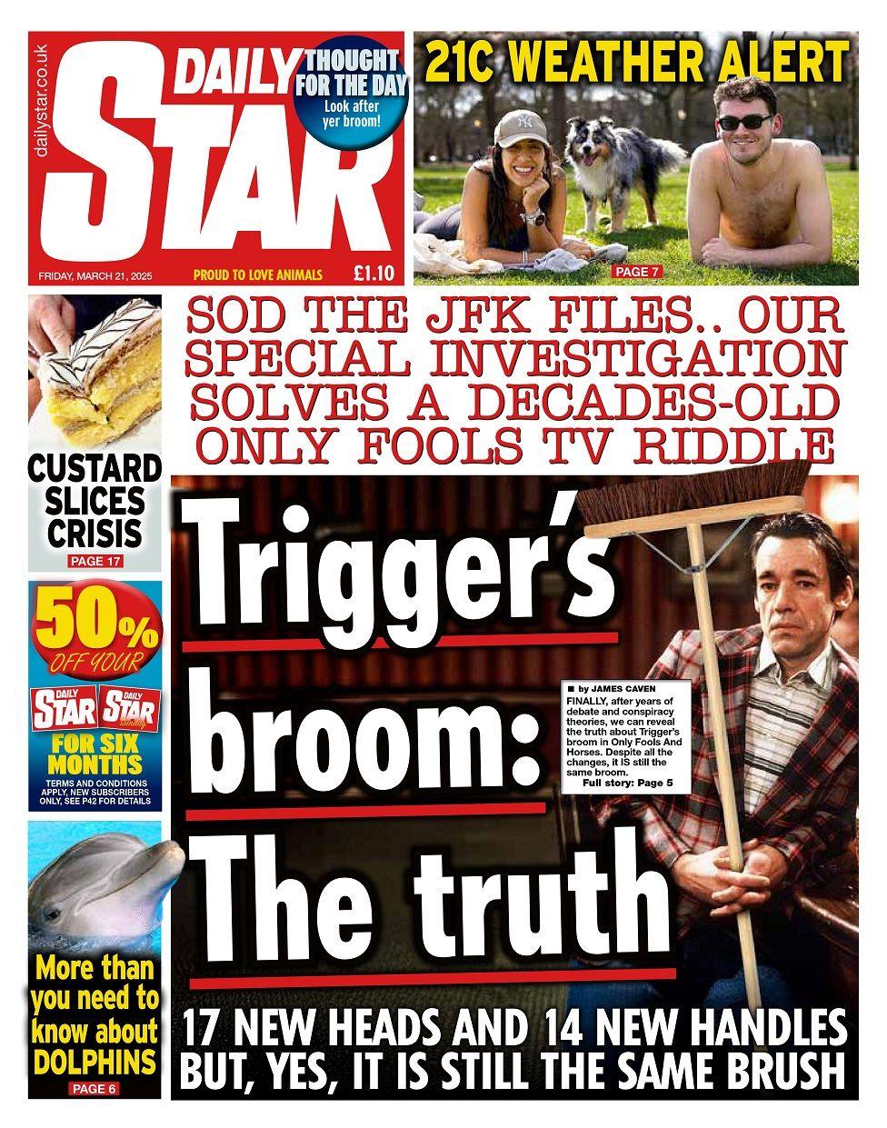 Front page of the Daily Star for Friday 21 March 2025.