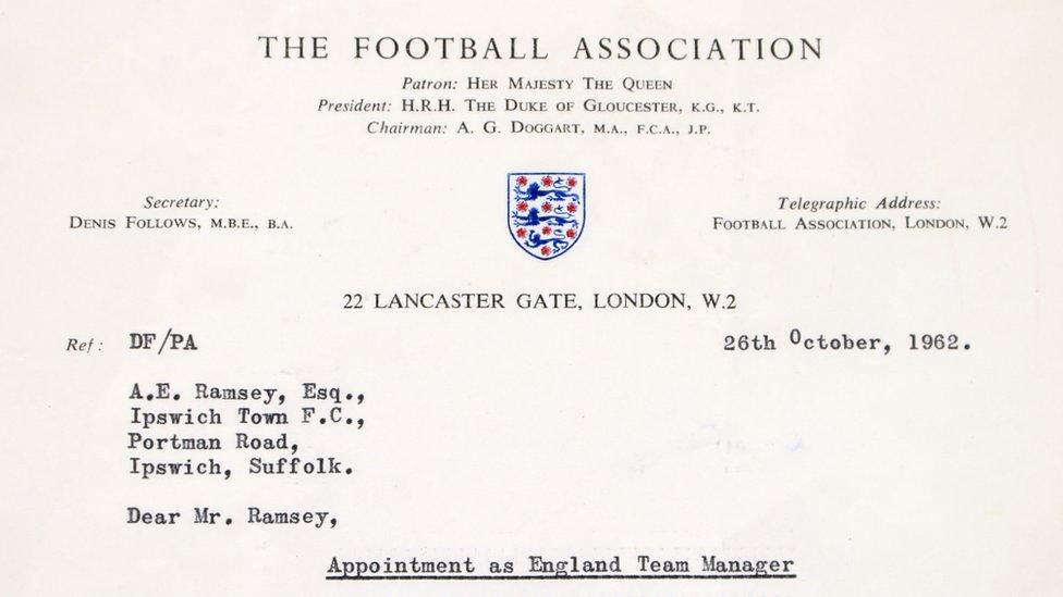 Letter to Alf Ramsey