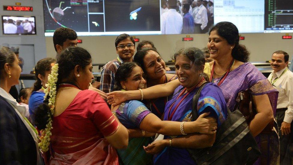 Isro staff celebrate Mars mission