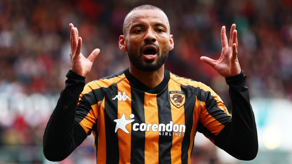 Joao Pedro celebrates scoring for Hull City against Bristol City at Ashton Gate