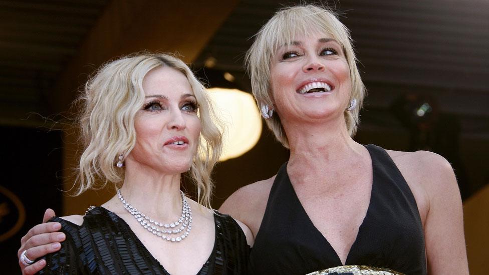 Madonna and Sharon Stone in 2008