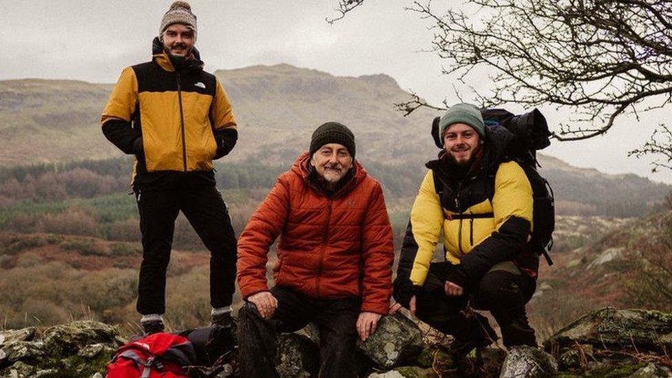 Charlie Russell with his day Tony Russell and brother Howie Russell during training for the trek.