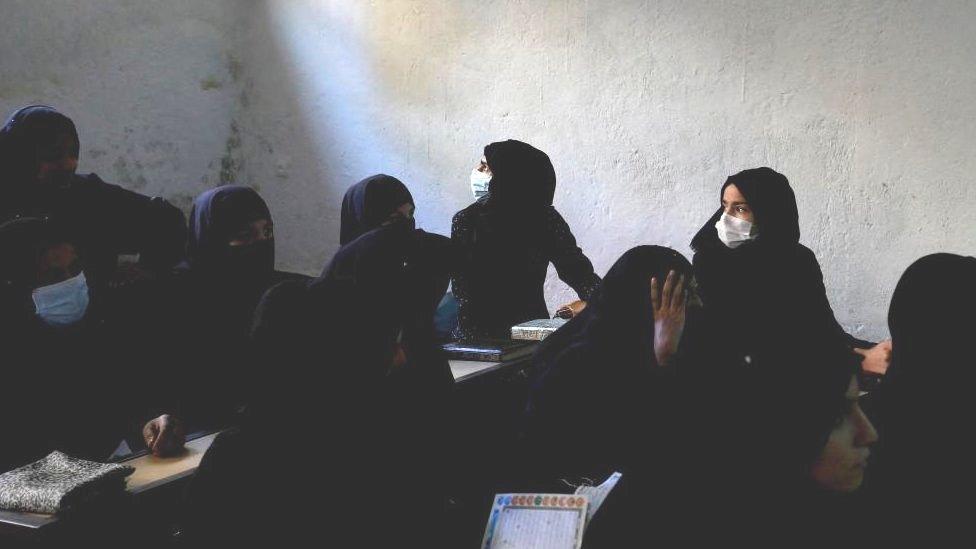 Afghan women in a religious school