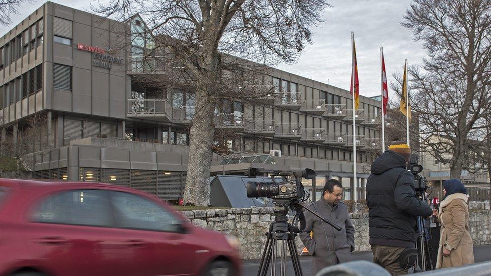 Swiss Olympia House, where Yemen peace talks are taking place, in the village of Macolin, Switzerland, 15 December 2015