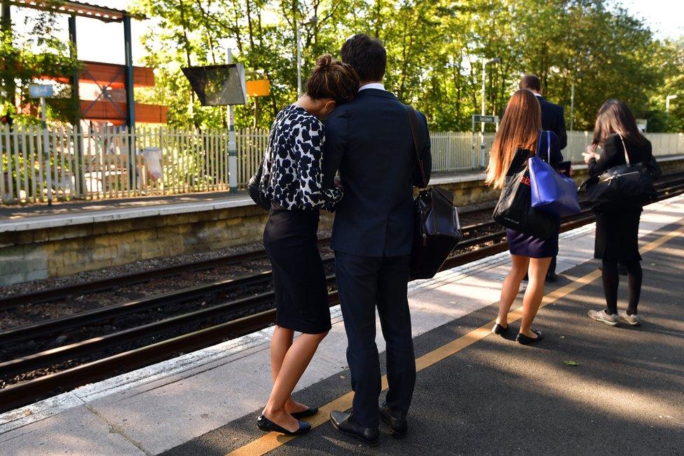 Passengers wait for Southern train