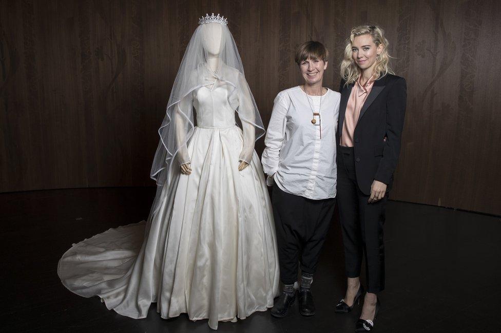 Jane Petrie and Vanessa Kirby pose for photos during 'The Crown' costume event at The V&A on March 2, 2018 in London,