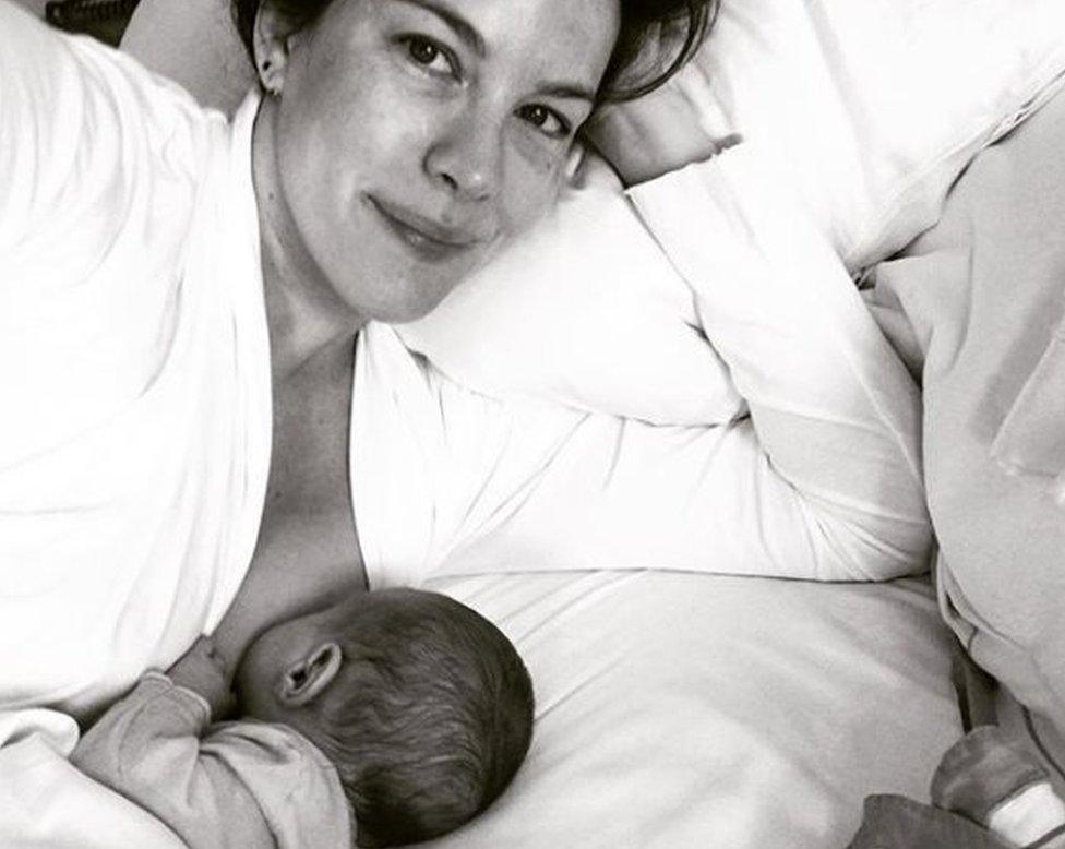 Actress Liv Tyler breastfeeding