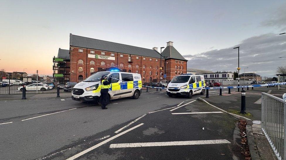 Police at the scene in Splott