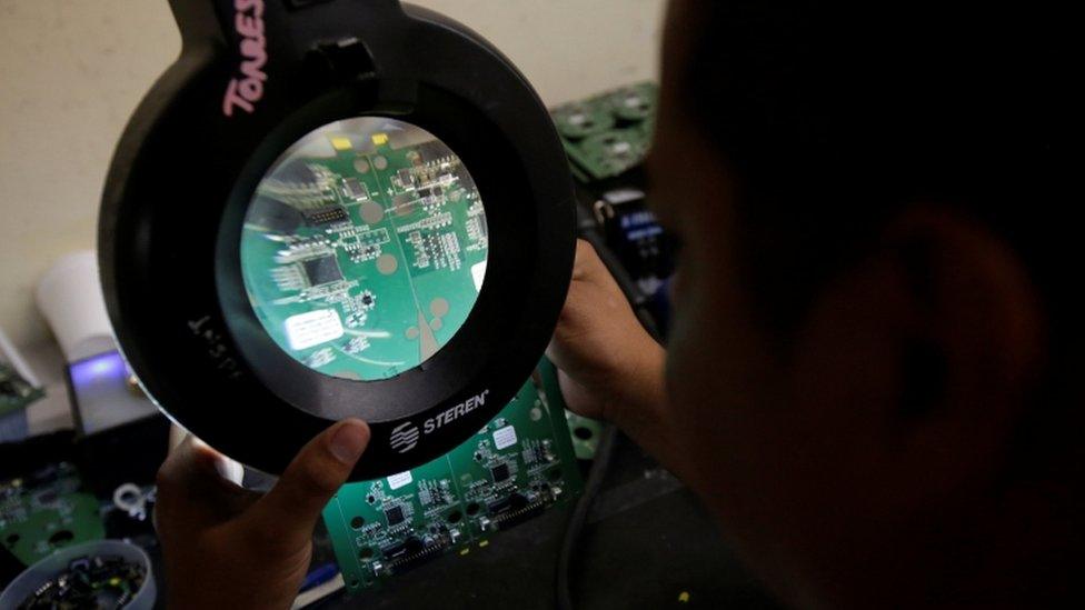 Circuit board being examined