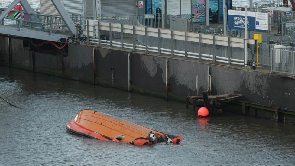 Boat capsized at Georges Parade, Canada Boulevard, Liverpool