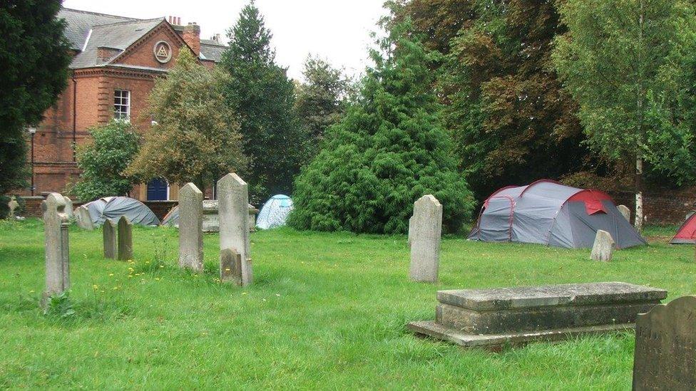 Tents at St Margaret's Church grounds in Ipswich