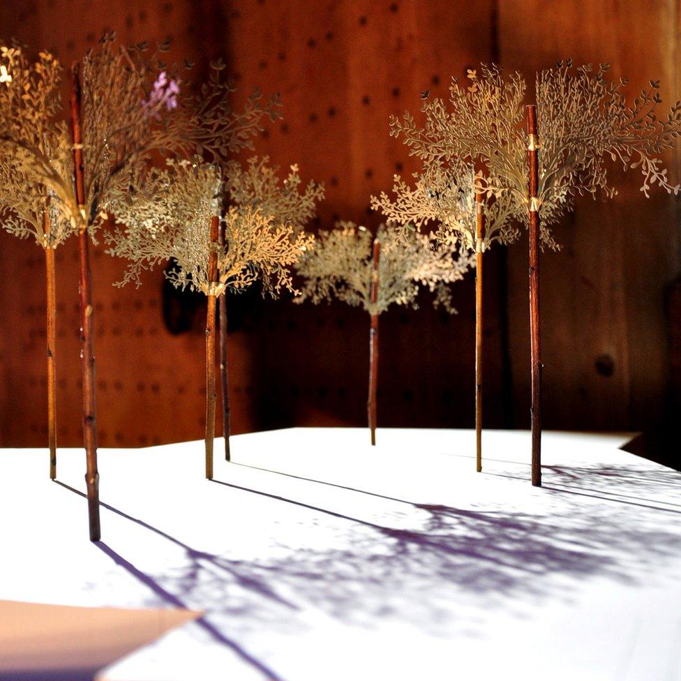 Model of 'magical forest' designed by Lez Brotherston