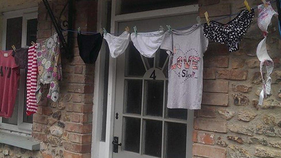 Clothes outside a home in Colyton