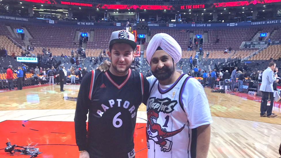 Matt Shearer with Toronto superfan Nav Bhatia