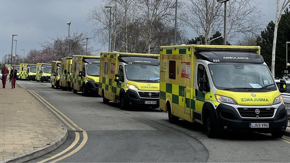 Ambulances queuing outside Ipswich Hospital