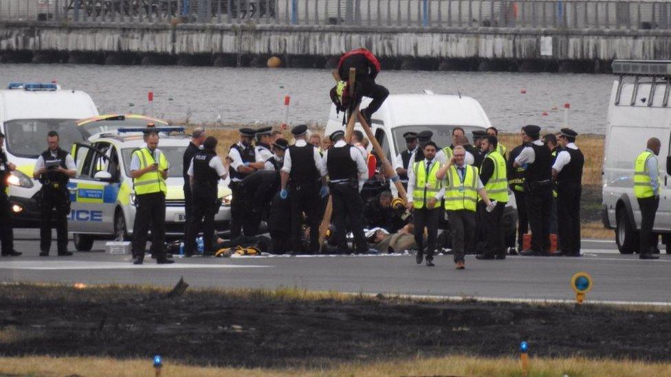 Black Lives Matter UK protest at London City Airport