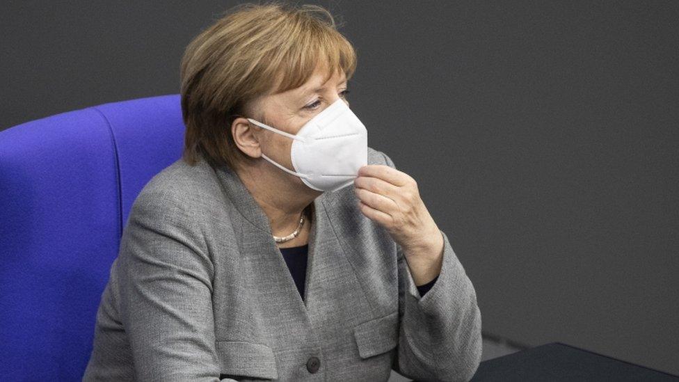 German Chancellor Angela Merkel during a session of the German parliament "Bundestag" in Berlin, Germany, 13 January 2021