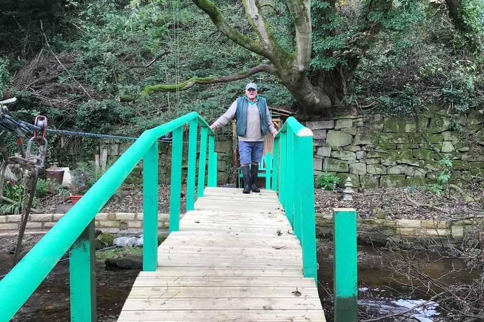 Mr Ross on the newly built bridge