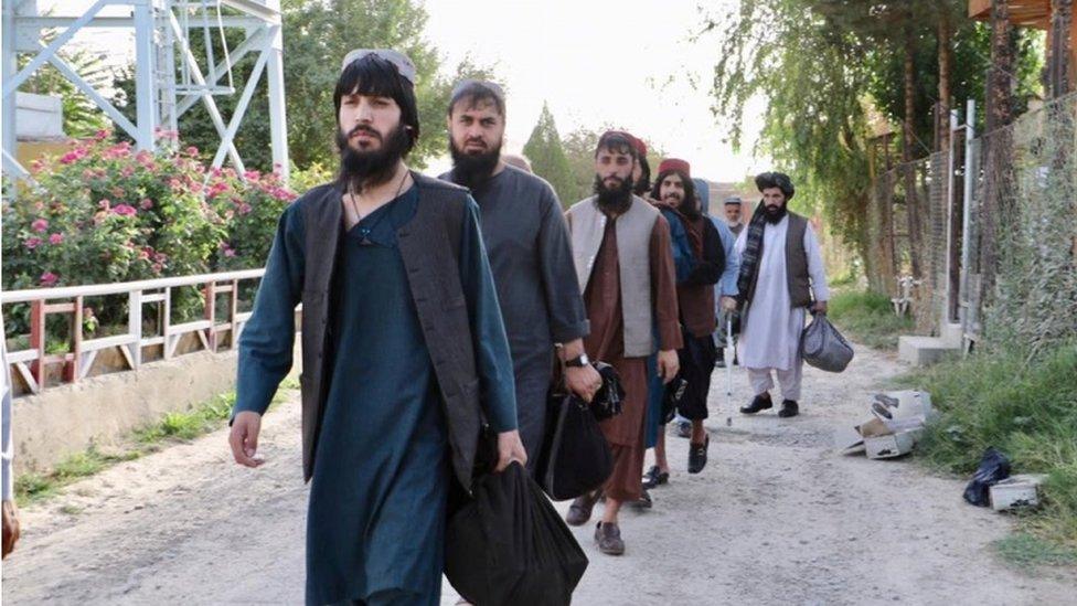 Newly released prisoners in Kabul, 13 August 2020