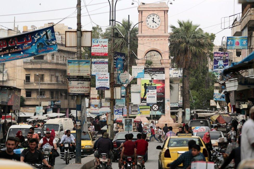 Clock Square in the rebel-held Syrian city of Idlib (23 May 2019)