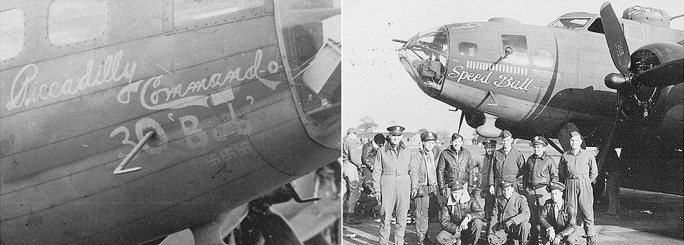 Close up of the B17 Piccadilly Commando and crew with Speedball