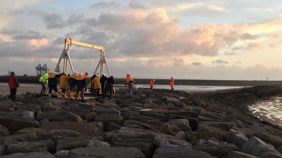 The lifting gantry at Aberavon Beach