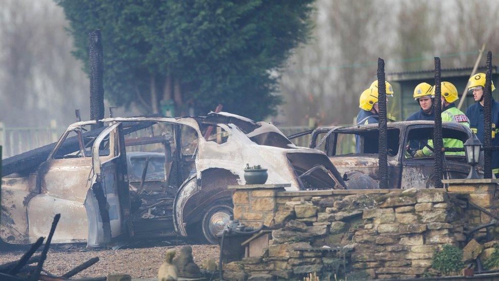 Cars destroyed by fire in Thorney