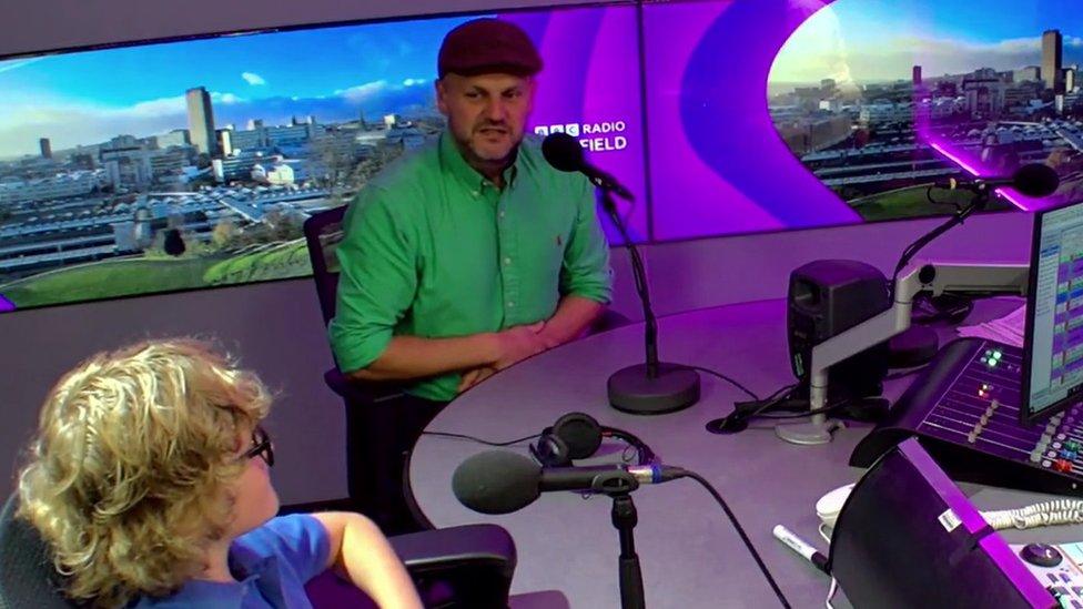 Harry Clark and his dad Richard during an interview with BBC Radio Sheffield