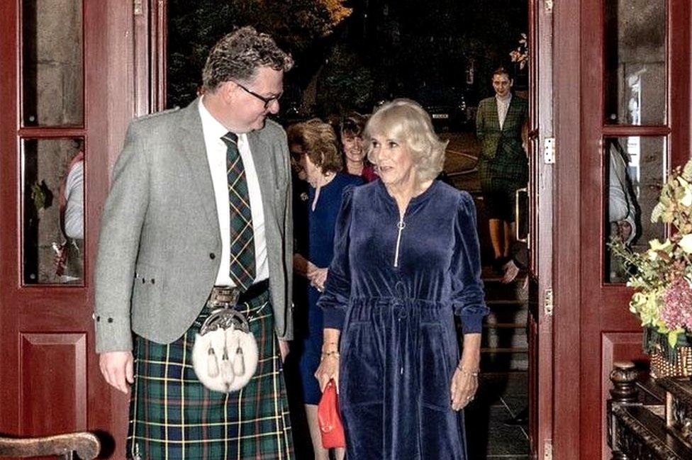 Sebastian Faulks and Camilla the Queen Consort