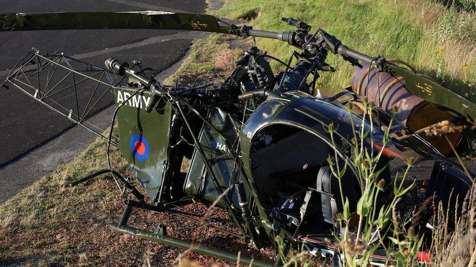 Wreckage of helicopter crash