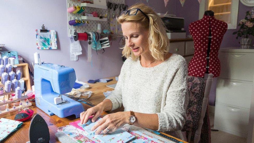 Sarah Trevelyan working at home