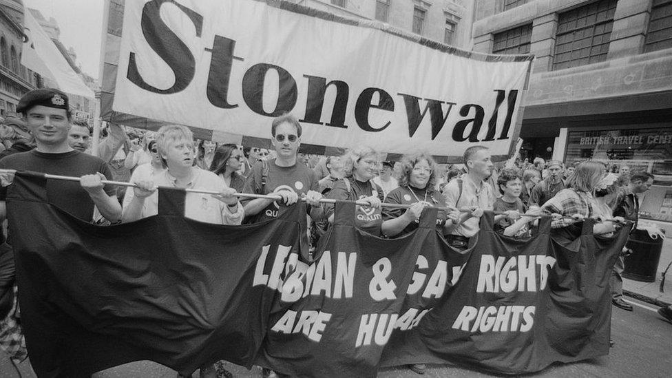 Stonewall at gay pride parade in 1996