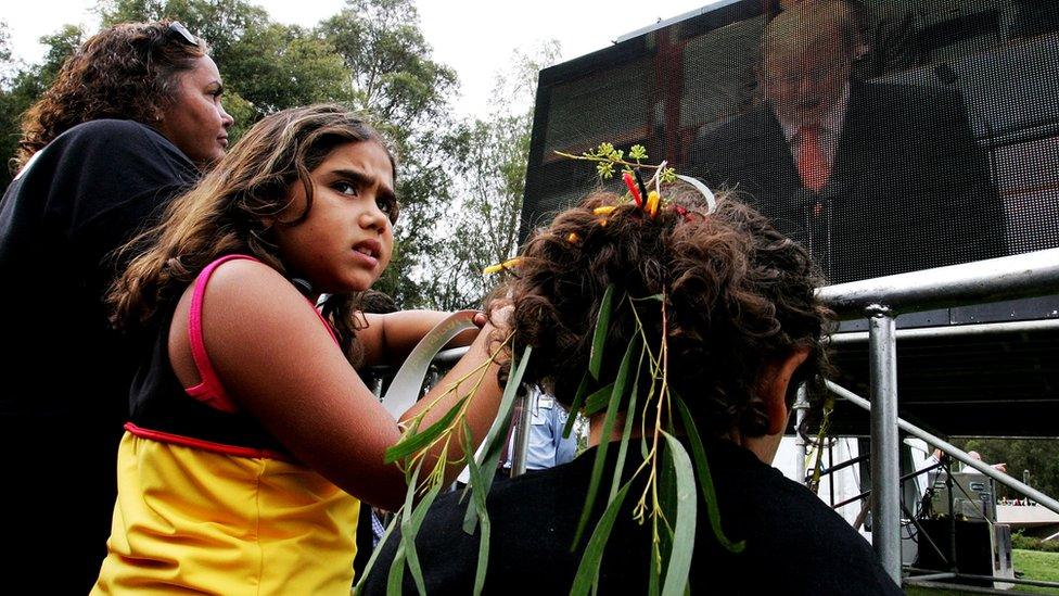 Former prime minister Kevin Rudd delivers his 'National Apology to the Stolen Generations' in 2008