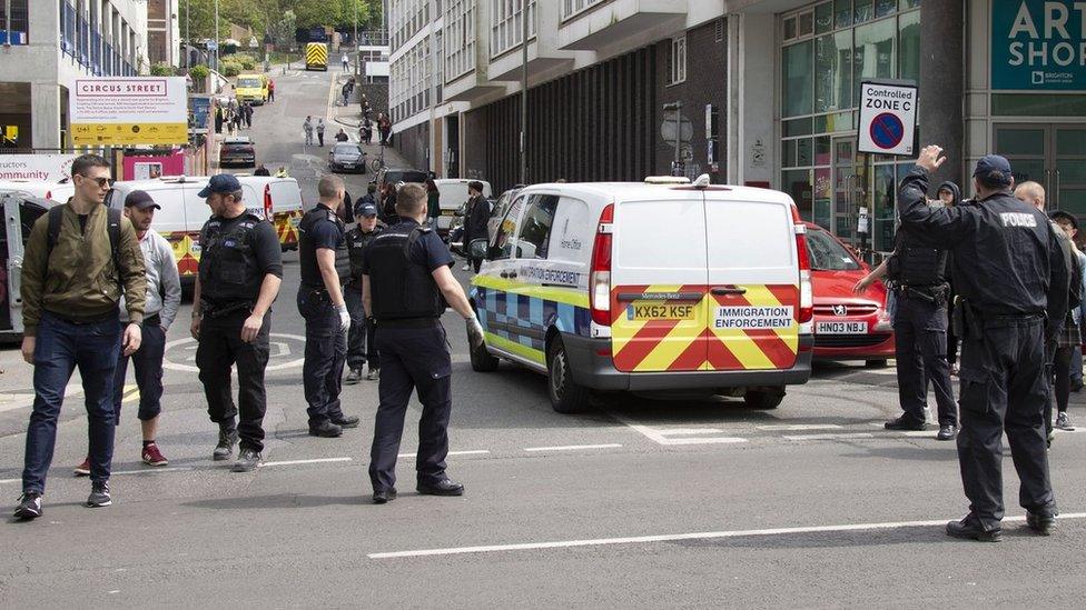 Police at the protest in Circus Street