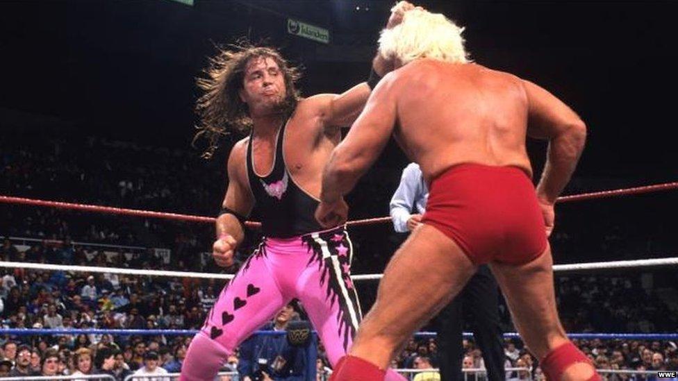 Bret 'the hitman' Hart in action against Ric Flair in 1990s