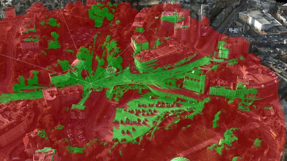 Map of Bournemouth with red and green colouring