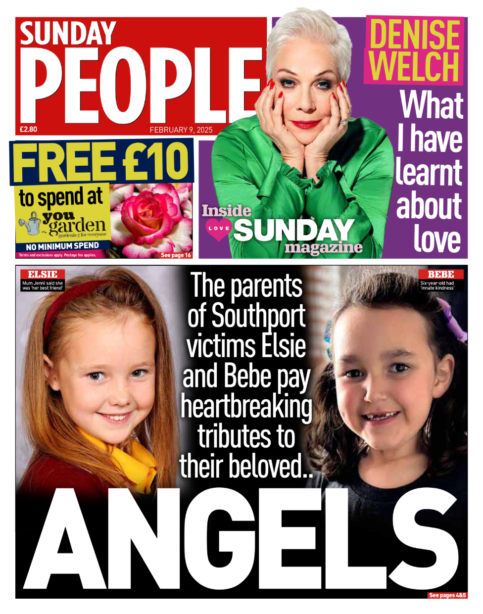 The front page of the Sunday People newspaper