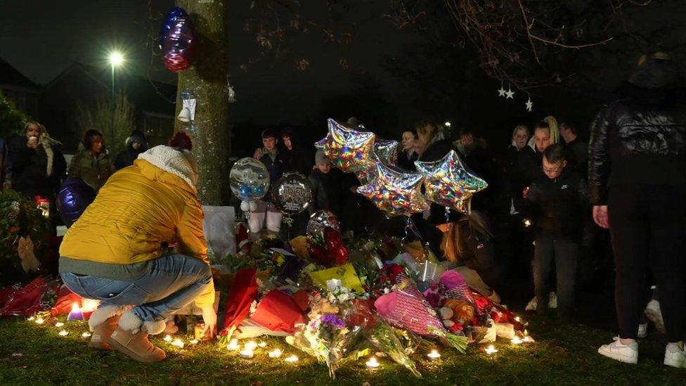 Members of the public near the scene at Babbs Mill Park