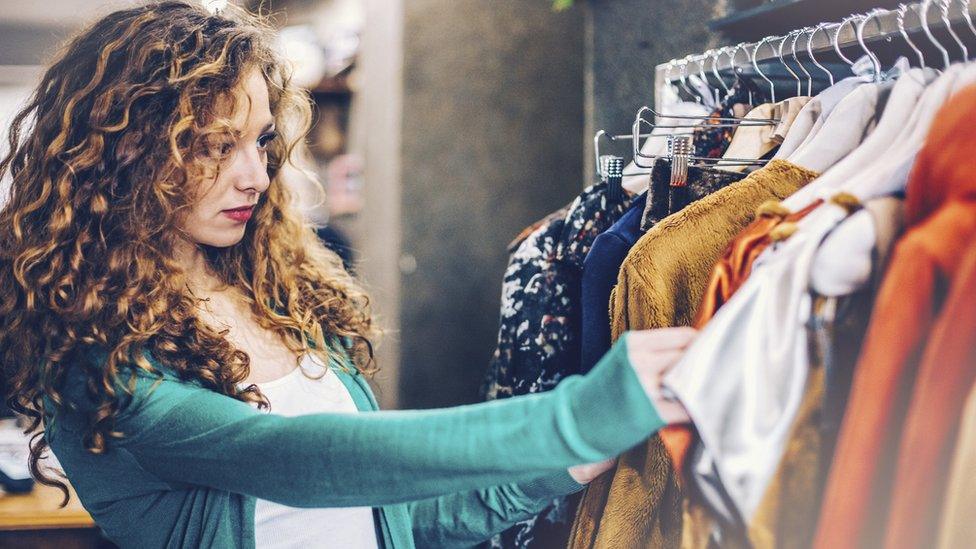 Woman shopping for clothes