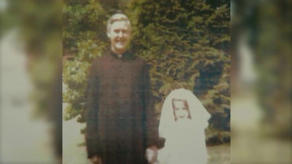 Sue Tinson with Father Baldwin